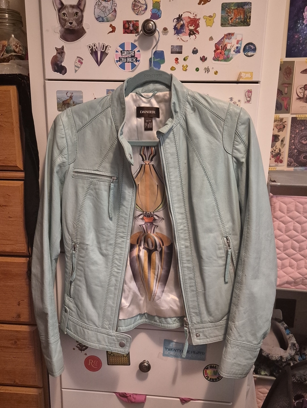 Vintage Mint Green Danier Leather Jacket